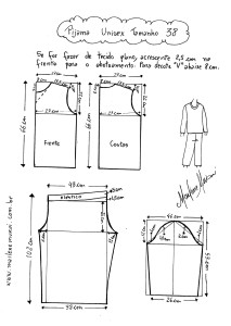 Molde de Pijama Unisex tamanho 38.