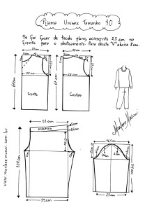 Molde de Pijama Unisex tamanho 40.