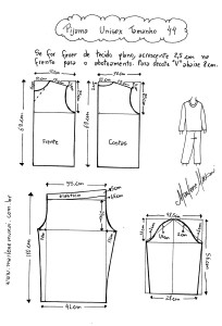 Molde de Pijama Unisex tamanho 44.