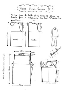 Molde de Pijama Unisex tamanho 48.
