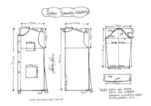 Esquema de modelagem de Jaleco tamanho EGG (54/56).