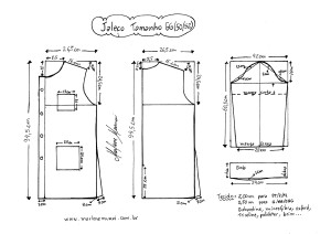 Esquema de modelagem de Jaleco tamanho GG (50/52).