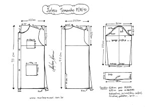Esquema de modelagem de Jaleco tamanho PP (38/40).
