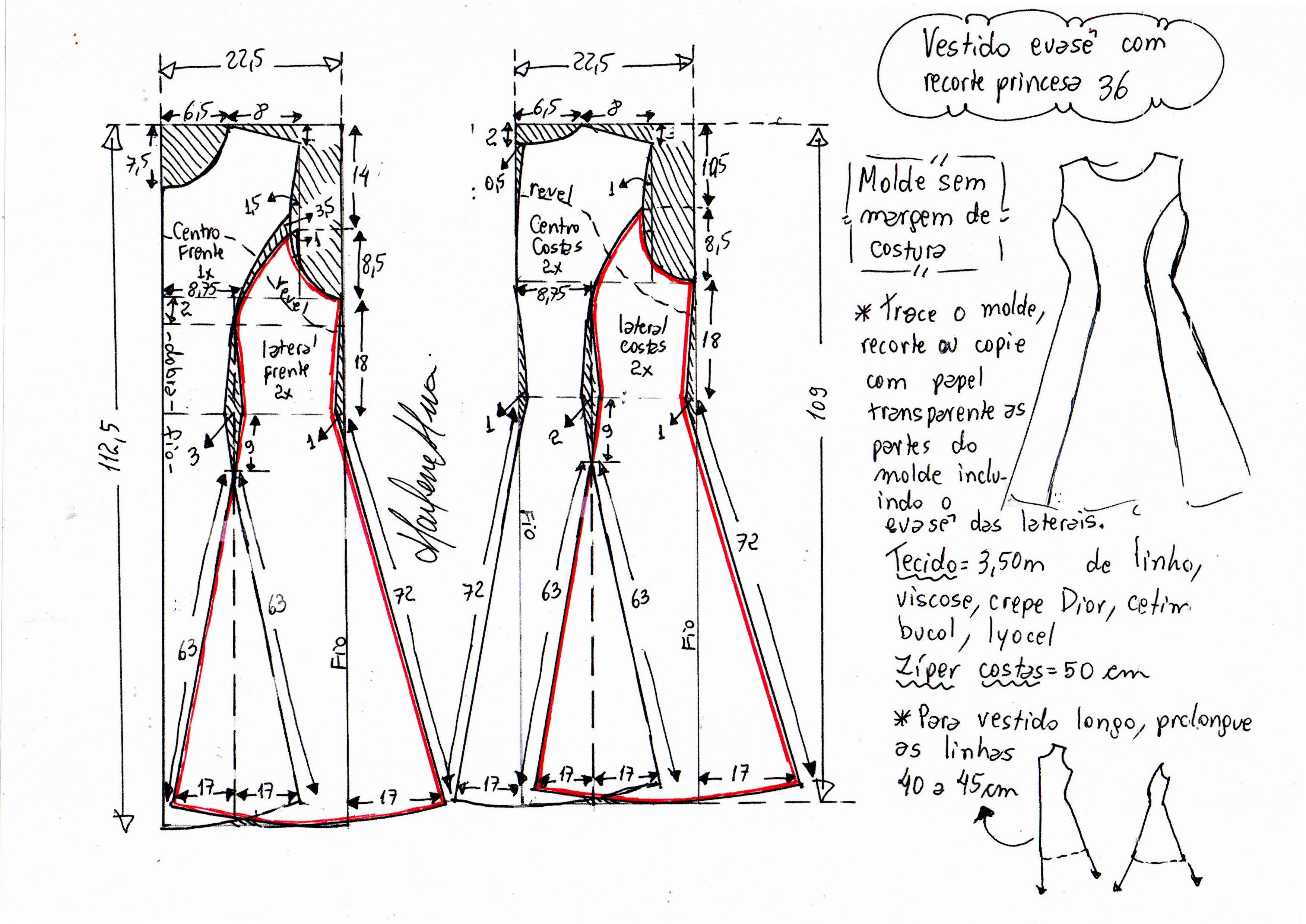 Vestido Evase Com Recortes 36