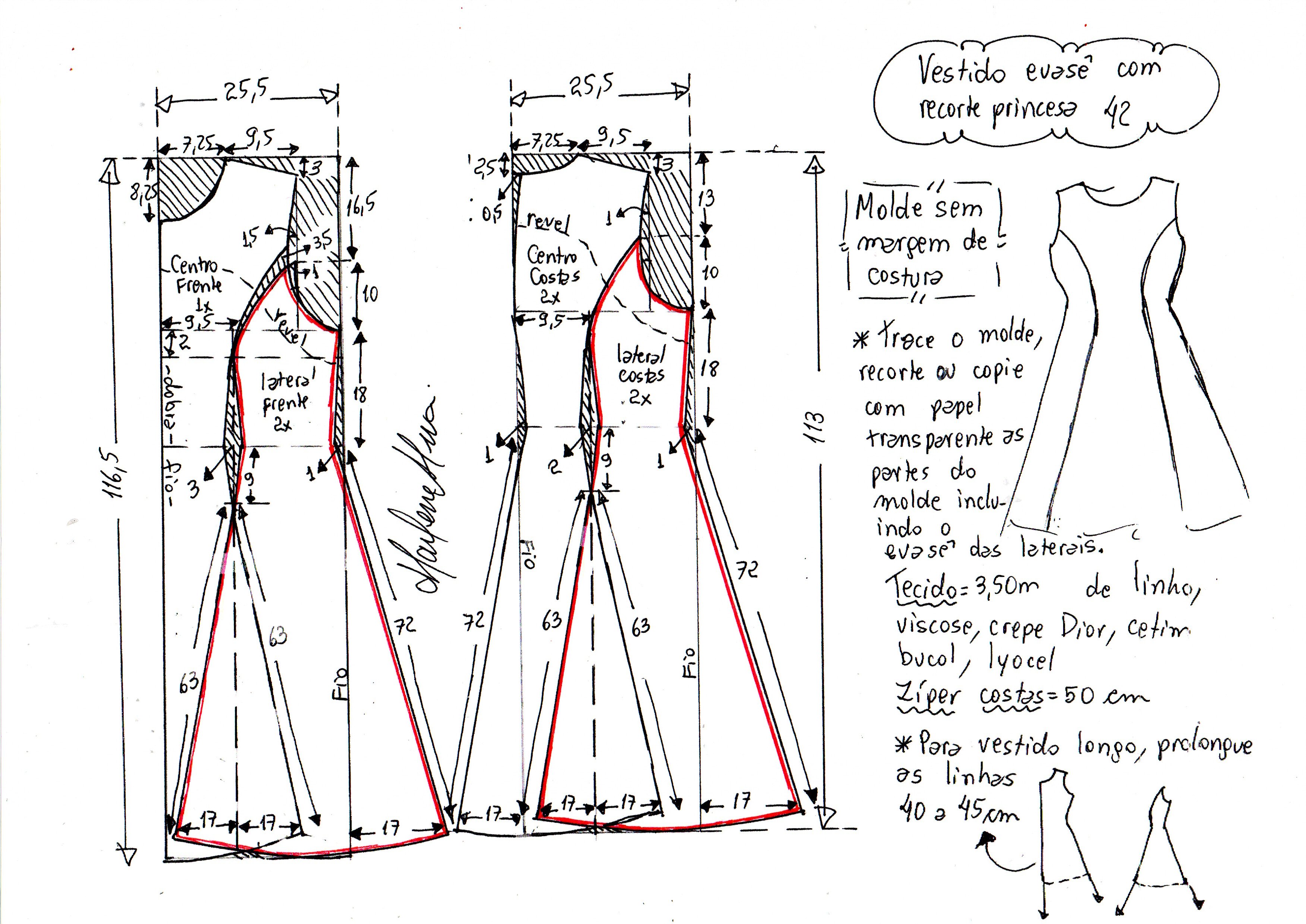 Vestido Evase Com Recortes 42