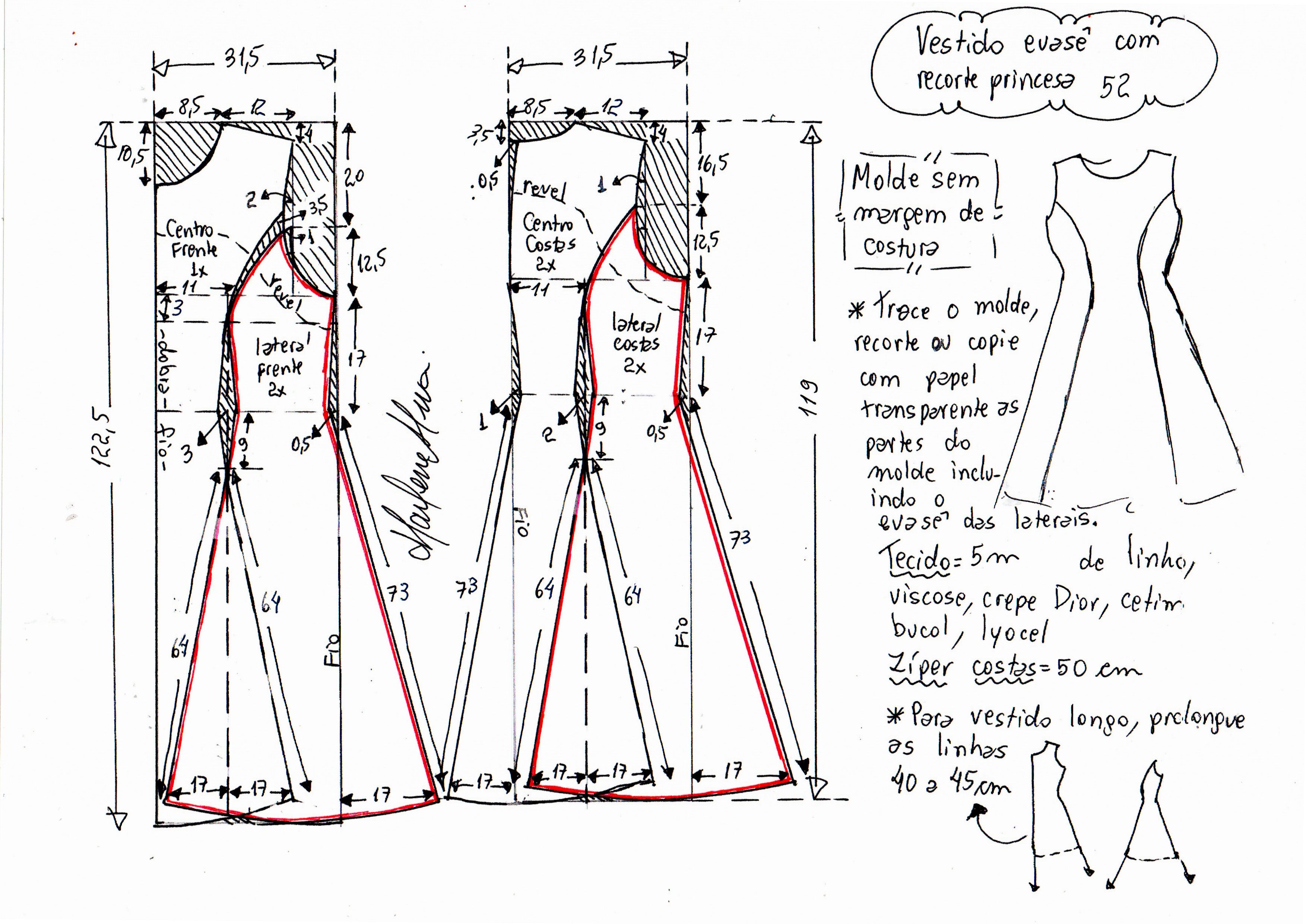 Vestido Evase Com Recortes 52