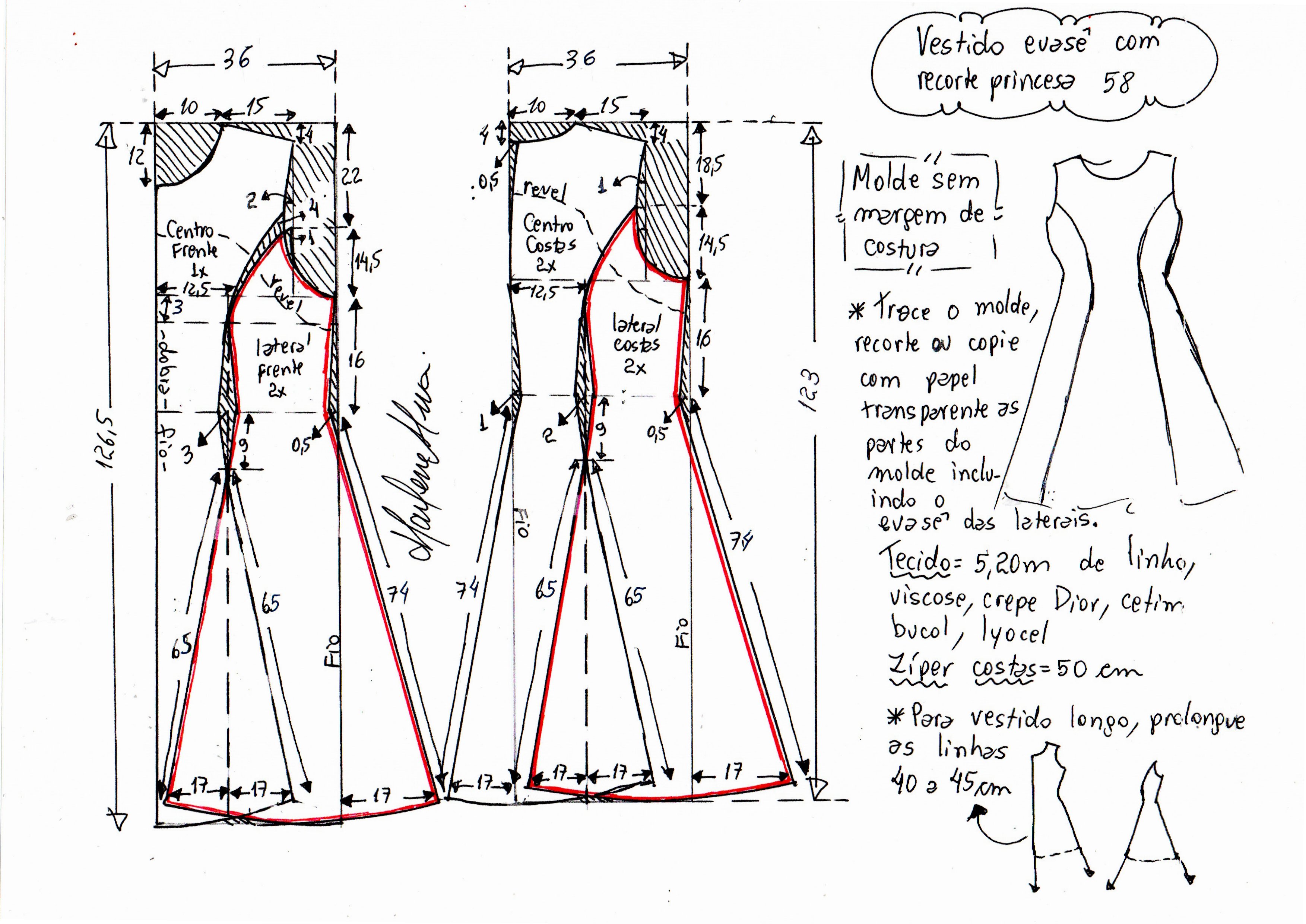 Vestido Evase Com Recortes 58