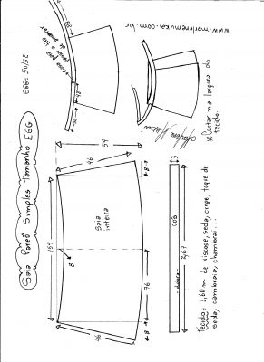 Esquema de modelagem de saia envelope simples tamanho EGG.