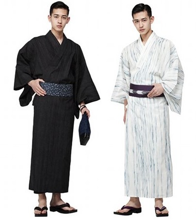 Esta mesma modelagem pode ser usada para fazer uma yukata masculina. O que muda é a faixa na cintura que é mais estreita (10 cm) e posicionada um pouco mais abaixo da linha da cintura. 