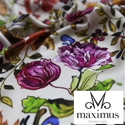 Tecido 100 Seda Italiana Estampa Floral Assinado Glacere