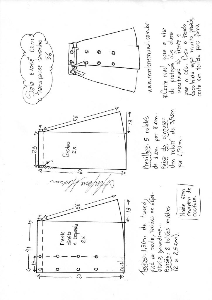 saia evase com botoes marlene mukai