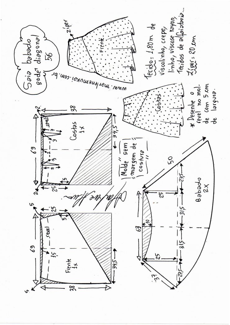 Saia peplum com babado godê diagonal – Marlene Mukai