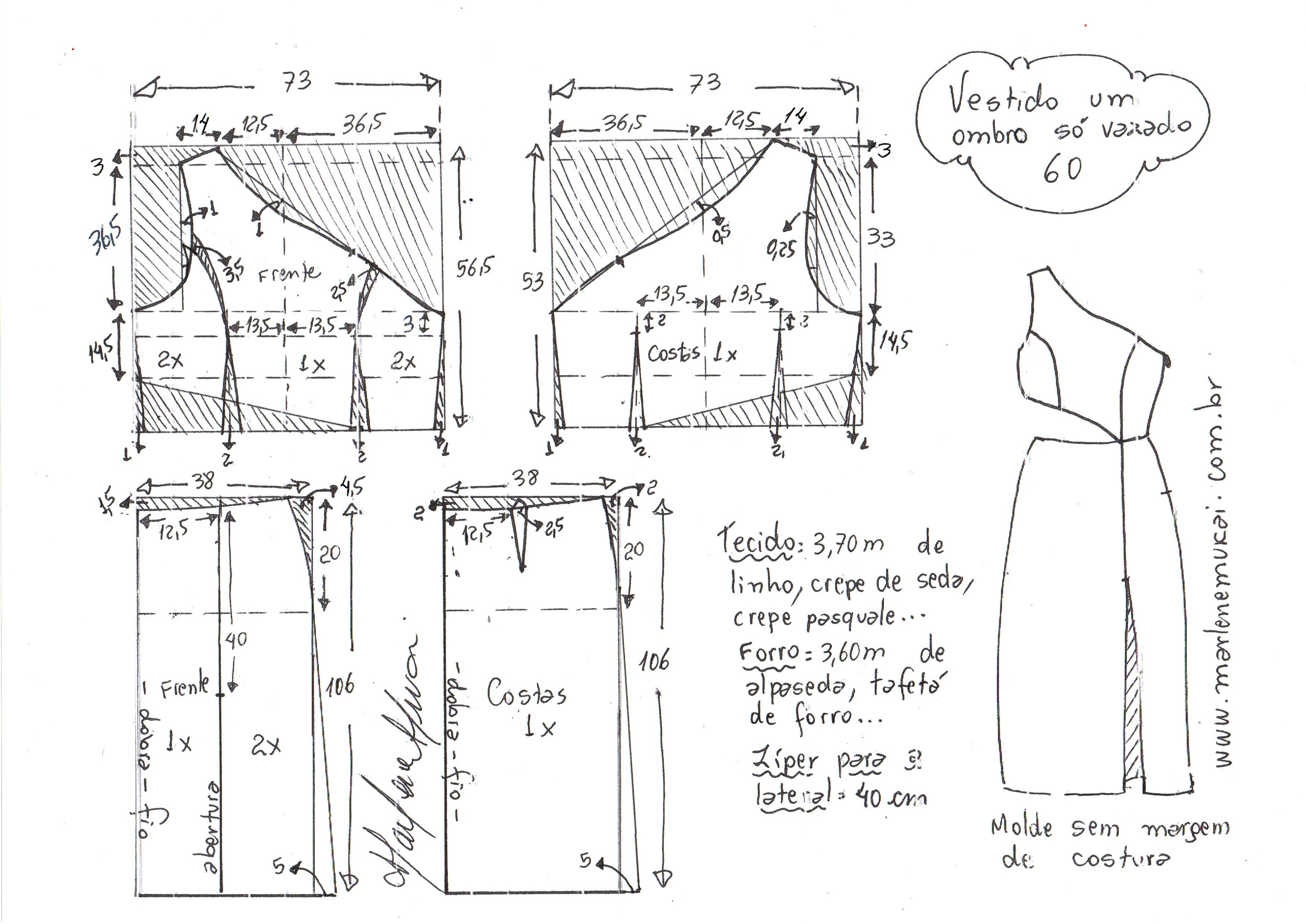 Vestido Um Ombro Vazado 60