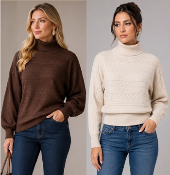 Blusa manga morcego gola alta rolê para malha