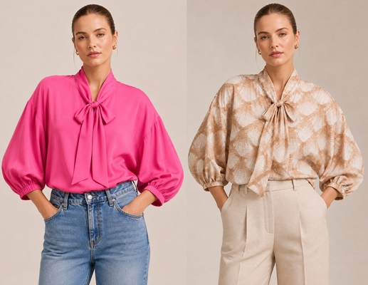 Blusa oversized gola laço