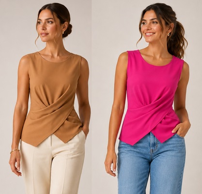 Blusa regata com drapeado cruzado na frente