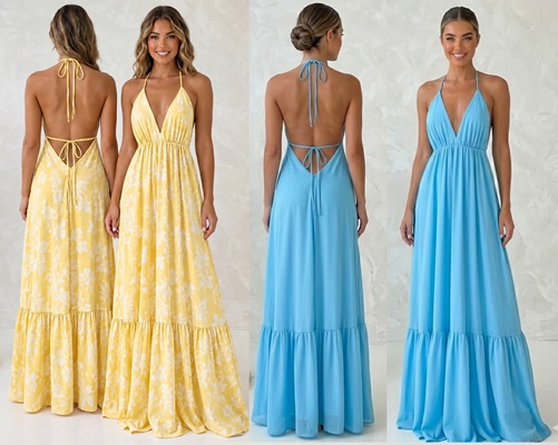 Vestido frente única com babado